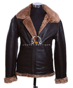 Hommes B3 Classique Gingembre / Brun Peau De Mouton Aviateur Bomber Veste Cuir