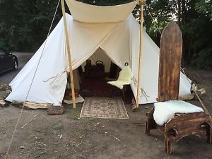 Sachsenzelt 4 x 6 m Mittelalterzelt Baumwolle Segeltuch Baldachin