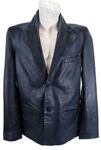 David Moore Veste Homme En Cuir Blazer de costume Nappa agneau océan 8649