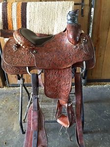 14 1/2" Twister Roping Saddle 8" Gullet With Matching Breastcollar