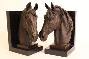 Pair of Heavy Bronze Horse Heads Bookstands, signed Remington 1867-1909 