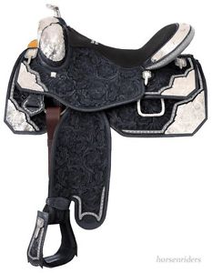 16 Inch Western Silver Show Saddle - Silver Royal - Black Leather -Extreme