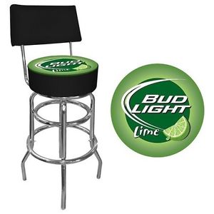 Trademark Global Bud Light Lime Padded Bar Stool with Back. Delivery is Free