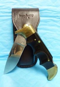 KERSHAW FOLDING FIELD #1050 KNIFE w/ DARK BRN LEATHER SHEATH COLLECTORS KNIFE #2