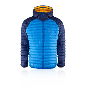 Haglofs Essens Mimic Mens Blue Water Resistant Hooded Outdoors Jacket Top