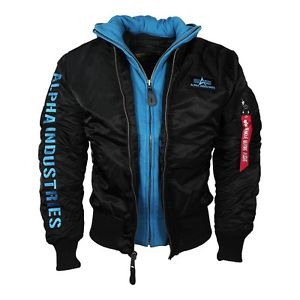 ALPHA Industries MA1 D-Tec SE Uomo Giacca bomber da pilota nero blu