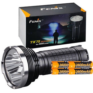 Fenix TK75 4000 lumen flashlight + 4 Fenix 2600mAh 18650 batteries