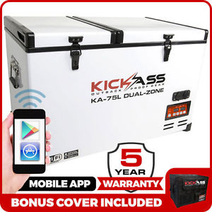 KickAss 75L 12V Portable Dual Zone Fridge & Freezer 4WD + Wireless Iphone App