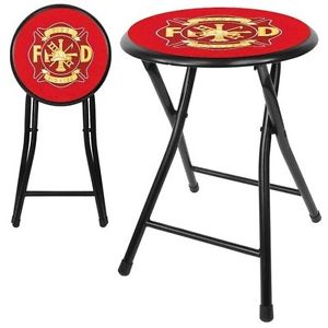 Trademark Global Fire Fighter 18'' Folding Stool in Black. Free Delivery