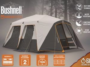 9 Person Tent 15' x 9' Bushnell Heat Shield Instant Cabin Tent Hunting Camping