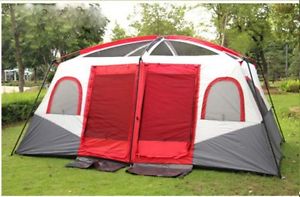 Red 10-12 Persons Double Lining Family Outdoor Waterproof Camping Hiking Tent #