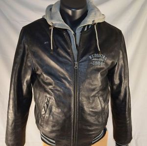 REDSKINS VESTE HOMME EN CUIR GR. S AVEC KAPUZZE RARE