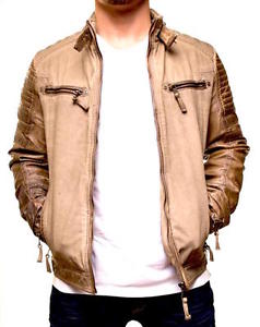 GOLDEN HORN Biker Jacke matelassé Slim Fit Simili-cuir Club Fête GH1504-K