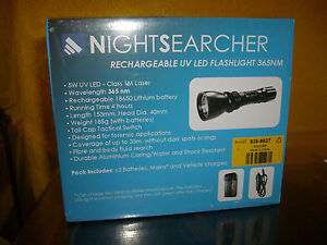 NEW NIGHTSEARCHER RECHARGEABLE UV LED FLASHLIGHT 365NM & UV395 UV LED TORCH