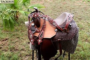 Horse Western Barrel Show Pleasure LEATHER SADDLE Bridle 50272