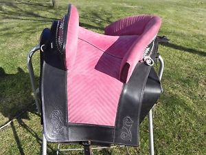 Portuguese Saddle, leather saddle pad, crupper, stirrups, leathers and cover