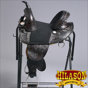 TW105DB-A HILASON TREELESS WESTERN TRAIL BARREL RACING LEATHER HORSE SADDLE 18"