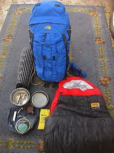 North Face Internal Frame Backpack Lot Kelty 0 Deg Sleeping Bag Thermarest Lot