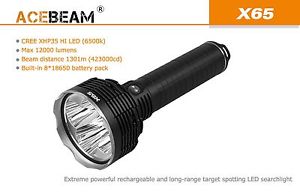 ACEBeam X65 5x Cree XHP35 HI LED 12000lm 1301m Rechargeable Flashlight