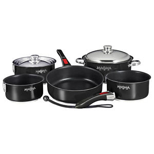Magma "Nesting" 10-Piece Induction Compatible Cookware - Jet Black Exterior & S