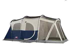 Coleman Elite WeatherMaster 17' x 9' Tent with LED Light, Sleeps 6-Screen porch.
