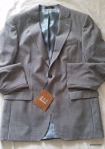 BARBOUR Uomo Giacca 2 Pulsante blu marino Modello di pepita Lana vergine Tgl 50/