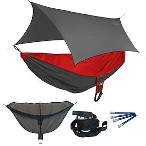 ENO Reactor OneLink Sleep System - Red/Charcoal Hammock With Grey Profly