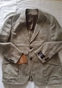 BARBOUR Giacca Norfolk cachi Lino Lisca di pesce 27 tgl/GB46S UVP Eu 329,00