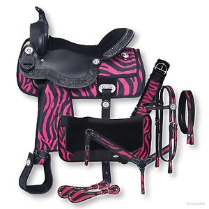 15 Inch Pro Trail Western Saddle Package -7 Piece-Eclipse -Pink & Black Zebra