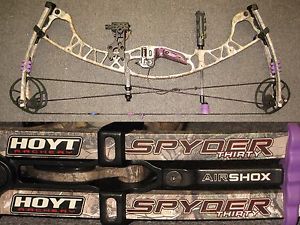 HOYT SPYDER 30 Archery Hunting Bow Kit 28" Right Hand 60# to 70# +Sight +QAD +ST