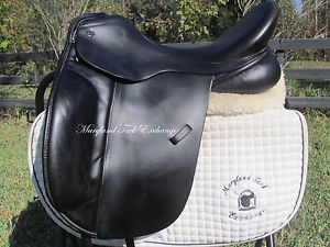 18.5" TRILOGY AMADEO ELITE black dressage saddle- WIDE tree- wool flocked