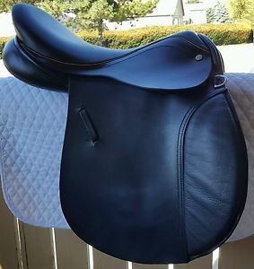 17" BLACK AP English SADDLE Barnsby GOLD PIPING PC Appv'd  GP Jump Dressage