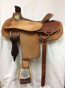 Jim Sands Custom Roughout Western Roping Saddle Used 16" Full Quarter Horse Bar