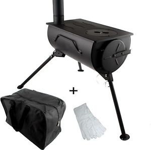 Camping Stove Portable Wood Burning Cooker Heater Fireplace Carry Bag