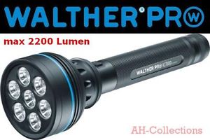 WALTHER PRO XL7000r LED Taschenlampe Stablampe 2200 Lumen inkl. Akku + Netzteil