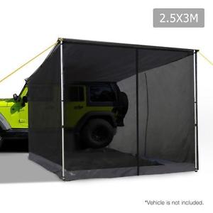 2.5X3M Car Side Awning With Fly Mesh Net Mountable Tent Roof Top Camper 4WD 4x4