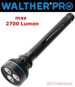 WALTHER PRO XL3000r LED Taschenlampe Stablampe 2700 Lumen inkl. Akku + Netzteil