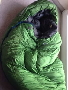 Mountain Equipment Daune Exped. Schlafsack Glacier 1250 RV Rechts Grün WIE NEU!!
