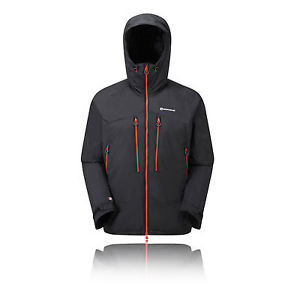 Montane Flux Mens Black Water Resistant Hooded Warm Outdoors Zip Jacket Top