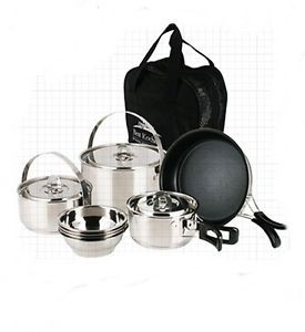 Outdoor Camping Hiking Portable Cookware Coppell-Frying Pan Bowl Cooking Pot Set