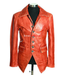Lucifer Polie Brun Pour Hommes Gothique De Style Élégant Cuir De Mouton Blazer