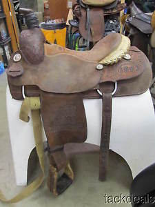 Original Ammerman Team Roping Saddle Solid 15 1/2" Used