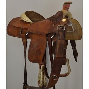Used 13.5" Billy Cook Maker Team Roping Saddle Code: U135BCOOKYR34