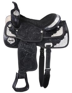 Tough-1 Western Saddle Floral Tooling Suede Seat Package 15" 9KS2645