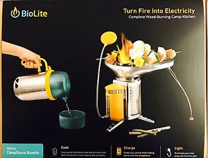 BioLite CampStove Bundle - CampStove, Portable Grill, KettlePot, USB FlexLight