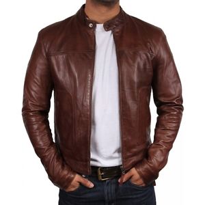 Hommes Veste Motard en Cuir Neuf Avec Étiquettes Blouson Manteau Designer
