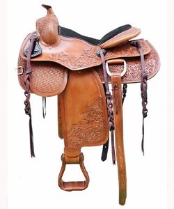 Western Natural Reining/Pleasure Trail Hand Carved 17" Saddle
