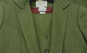 Reed Hill Ladies 3 piece Saddleseat suit Olive Green Pin polyester size 10 - USA