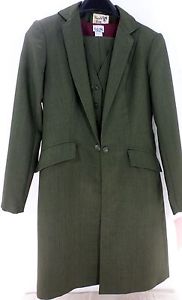 Reed Hill Saddleseat Ld 3p suit Olive pinstripe poly size 14 - USA