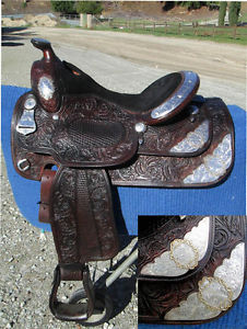 17" DALE CHAVEZ SHOW SADDLE  - ANTIQUE CHOCOLATE - JEWELERS BRONZE SILVER